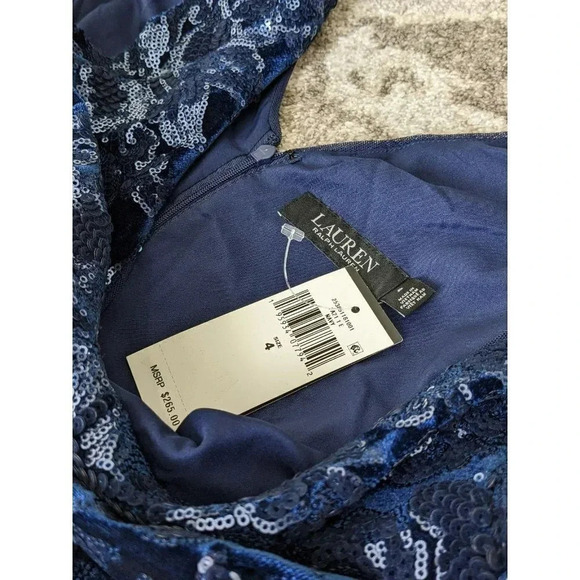 NWT Lauren Ralph Lauren Women's Sequined Velvet Cocktail Dress Size 4 MSRP $265 - Picture 4 of 9